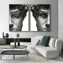 The Statue Closed Eye 2'li Set Kətan Tablo TB1233 - 3