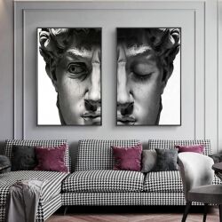The Statue Closed Eye 2'li Set Kətan Tablo TB1233 - 4