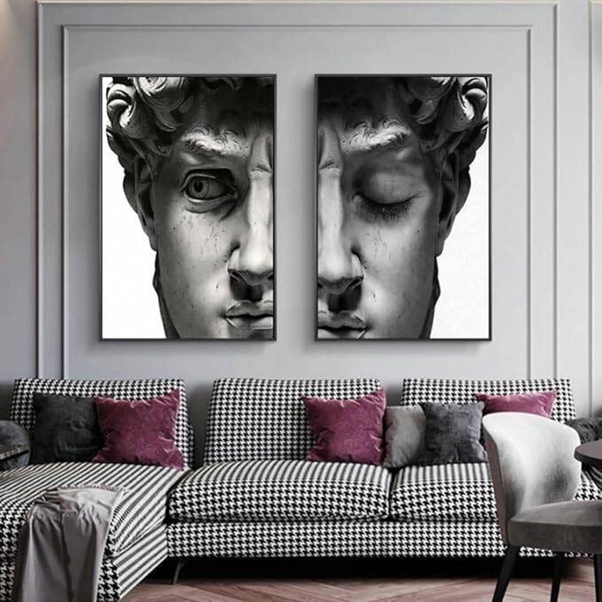 The Statue Closed Eye 2'li Set Kətan Tablo TB1233 - 4