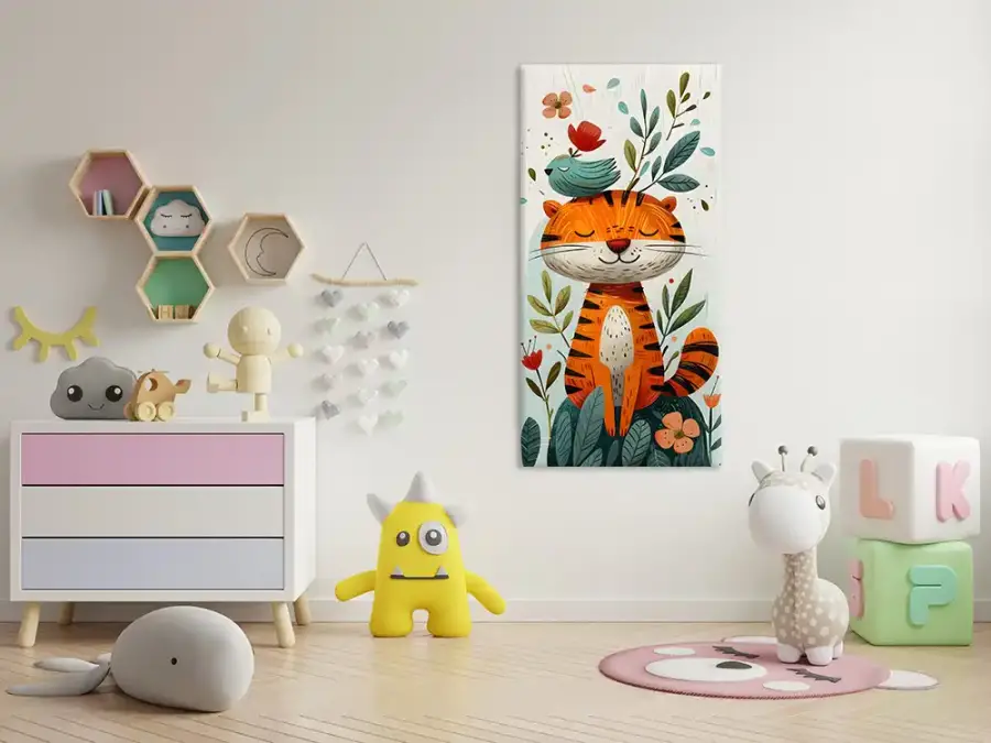 Tiger with Bird Kətan Tablo TB2089 - 2