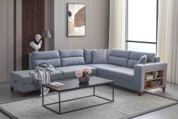 Tloft Künc Divan Dəsti Keten - Gri - Eymense