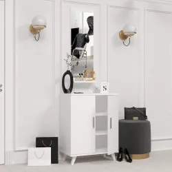 Topaz Güzgülü Dəhliz Dolabı - Ağ - Decoroom Collection (1)