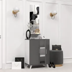 Topaz Güzgülü Dəhliz Dolabı - Antrasit/Ağ - Decoroom Collection (1)