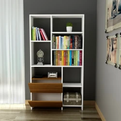 Tornado Kitab Rəfi - Ağ/Cəviz - Modev (1)