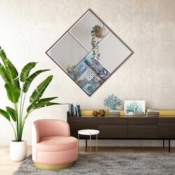 Traverten Bizoteli Güzgü 62 cm * 62 cm - Liverpool - Bluecape