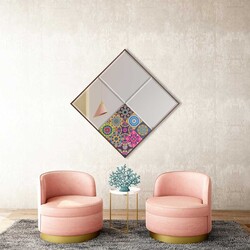 Traverten Bizoteli Güzgü 62 cm * 62 cm - Positano - Bluecape