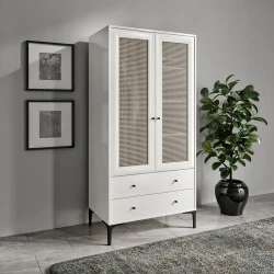 Trio Həsirli 2 Qapılı Dolab - Ağ - Venatto (1)