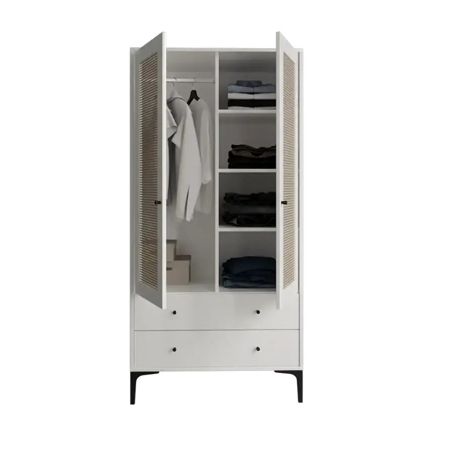 Trio Həsirli 2 Qapılı Dolab - Ağ - 5