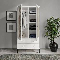 Trio Həsirli 2 Qapılı Dolab - Ağ - 3