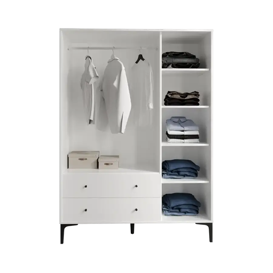 Trio Həsirli 3 Qapılı Dolab - Ağ - 5