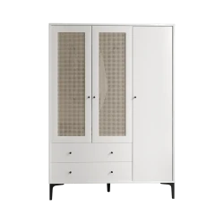 Trio Həsirli 3 Qapılı Dolab - Ağ - 4