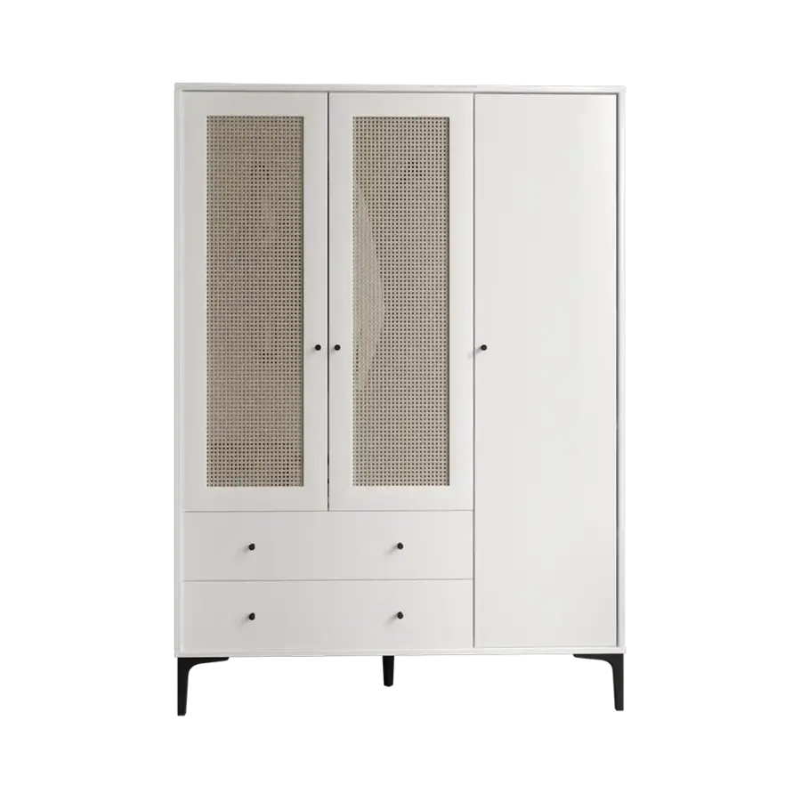 Trio Həsirli 3 Qapılı Dolab - Ağ - 4