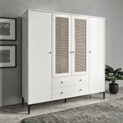 Trio Həsirli 4 Qapılı Dolab - Ağ - 2