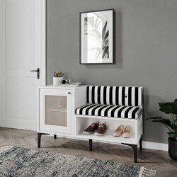 Trio Həsirli Ayaqqabı Dolabı - Ağ 