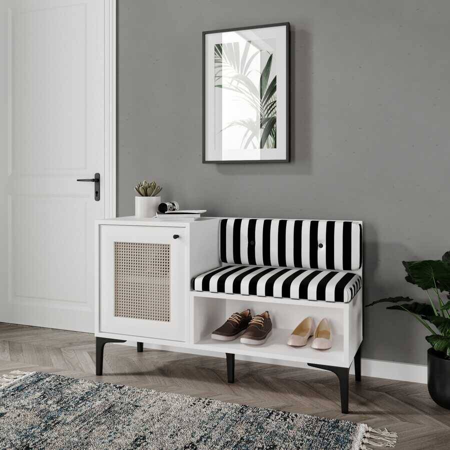 Trio Həsirli Ayaqqabı Dolabı - Ağ - 1