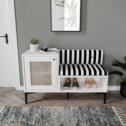 Trio Həsirli Ayaqqabı Dolabı - Ağ - 3
