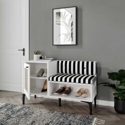 Trio Həsirli Ayaqqabı Dolabı - Ağ - 4