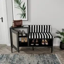 Trio Həsirli Ayaqqabı Dolabı - Qara - Venatto (1)