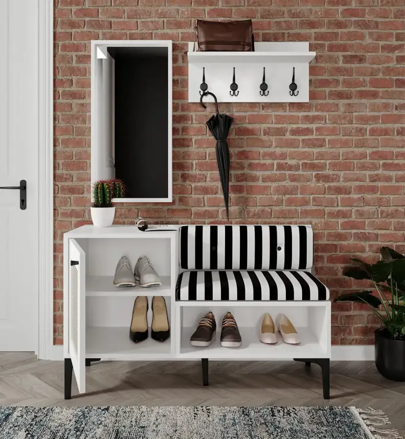 Trio Life Dəhliz Dolabı və Ayaqqabı Dolabı - Ağ - 4