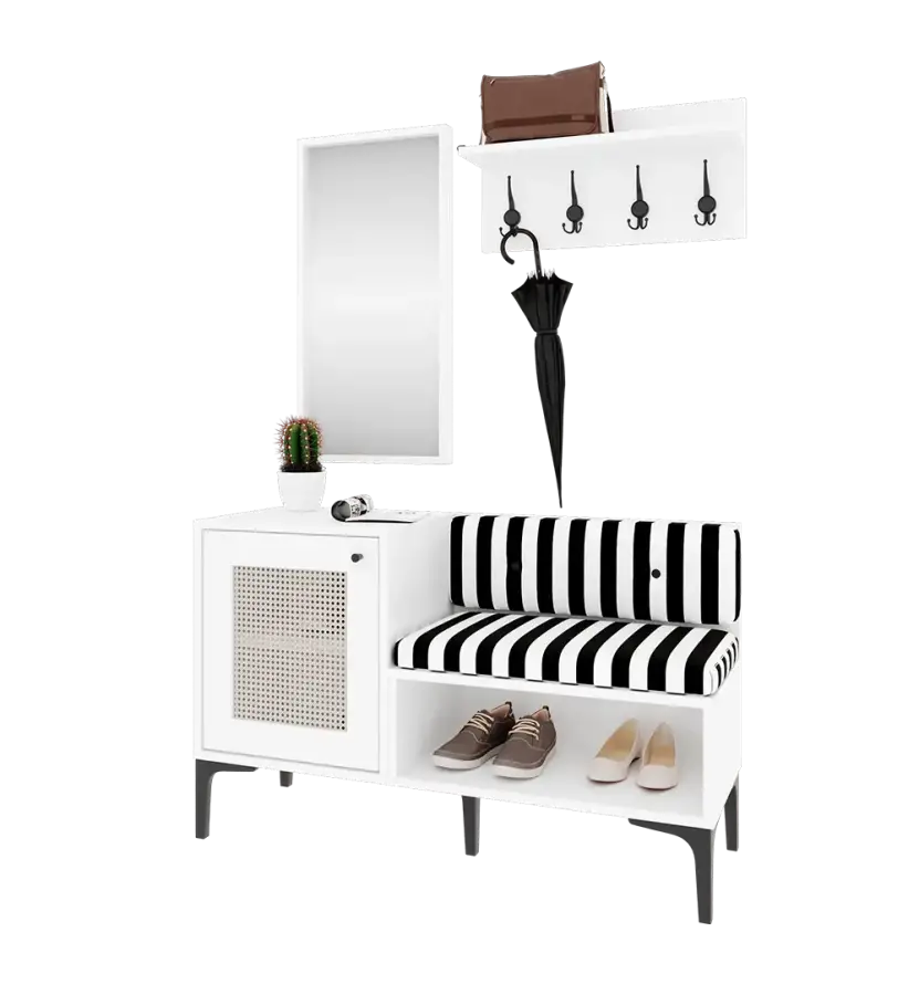Trio Life Dəhliz Dolabı və Ayaqqabı Dolabı - Ağ - 1
