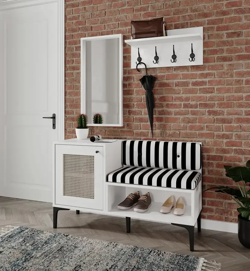 Trio Life Dəhliz Dolabı və Ayaqqabı Dolabı - Ağ - 3
