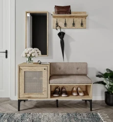 Trio Life Dəhliz Dolabı və Ayaqqabı Dolabı - Meşə/Krem - Venatto (1)