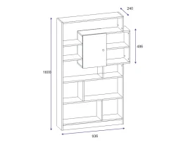 Tuga Kitab Rəfi - Cəviz/Ağ - 5