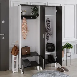 Turkuaz Güzgülü Asılqanlı Dəhliz Dolabı - Antrasit/Ağ - Decoroom Collection (1)