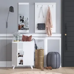 Turmalin Güzgülü Dəhliz Dolabı - Ağ - Decoroom Collection (1)