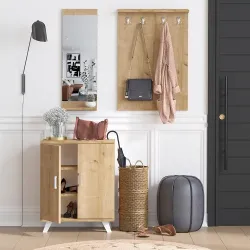 Turmalin Güzgülü Dəhliz Dolabı - Meşə/Ağ - Decoroom Collection (1)