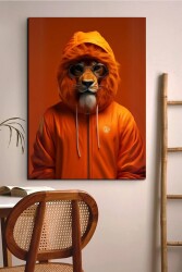 Turuncu Aslan Portresi Canvas Tablo - Markaev