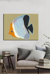 Turuncu Başlı Kelebek Balığı Kətan Tablo - Markaev