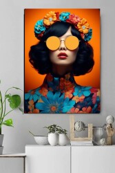 Turuncu Renk Çiçek Kadın Kanvas Tablo - Markaev