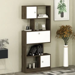 Tutku Kitab Rəfi - Cəviz/Ağ - Modev (1)