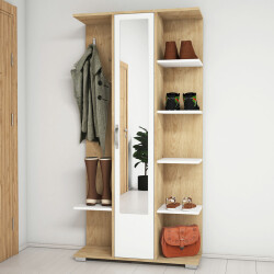 Umba Güzgülü Dəhliz Dolabı - Ağ/Meşə - Modev