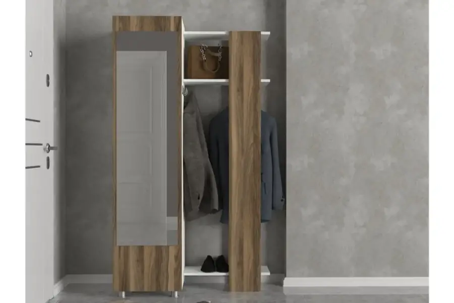 Urban Güzgülü, Asılqanlı Dəhliz Dolabı - Cəviz/Ağ - 2