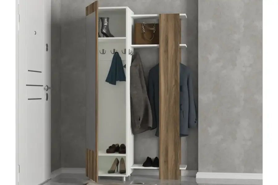 Urban Güzgülü, Asılqanlı Dəhliz Dolabı - Cəviz/Ağ - 3