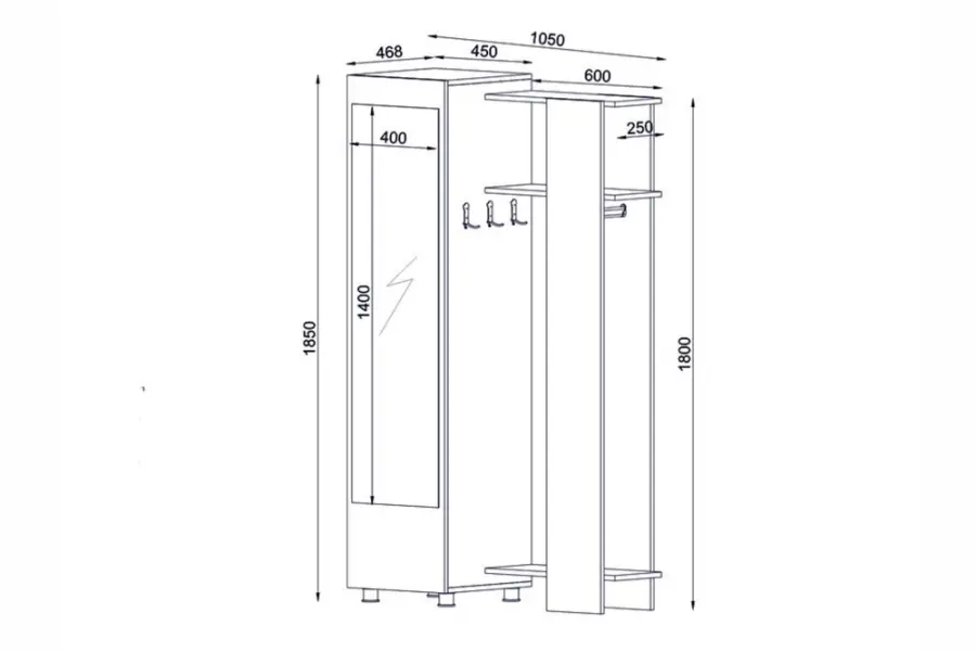 Urban Güzgülü, Asılqanlı Dəhliz Dolabı - Cəviz/Ağ - 5