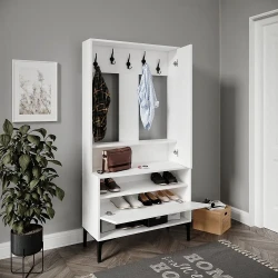 Valentino Güzgülü Dəhliz və Ayaqqabı Dolabı - Ağ - Venatto (1)