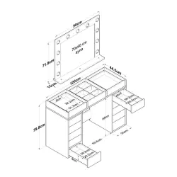 Vanessa Makiyaj Masası - Ağ - Ravilla (1)