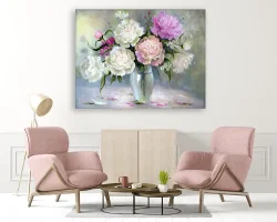 Vase Flower Oil Painting Kətan Tablo TB2018 - 1