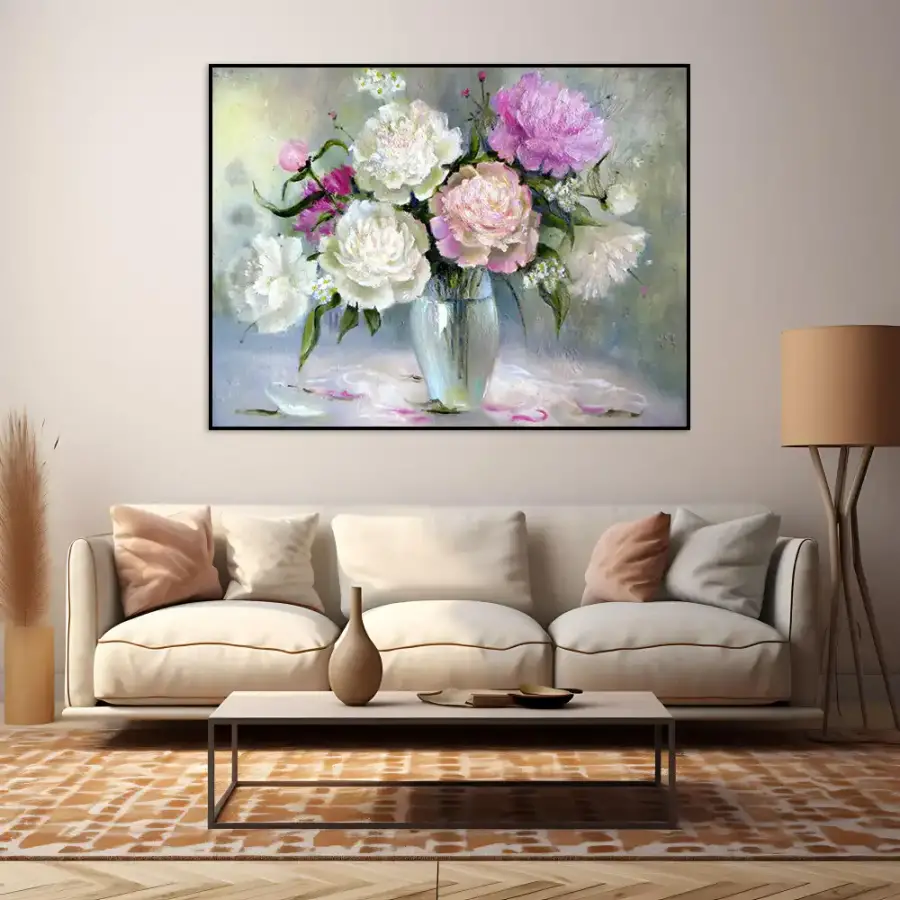 Vase Flower Oil Painting Kətan Tablo TB2018 - 2