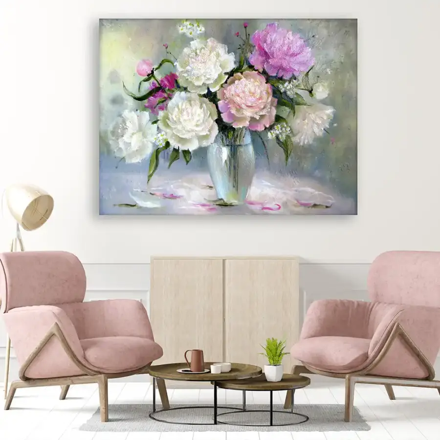 Vase Flower Oil Painting Kətan Tablo TB2018 - 3