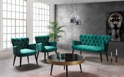 Vegas 3lü Çay Seti Divan Kreslo Dəsti Yeşil - Vistaso Concept (1)