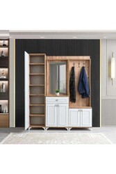 Venis Güzgülü Dəhliz Dolabı - Ağ/Meşə - Decoroom Collection (1)