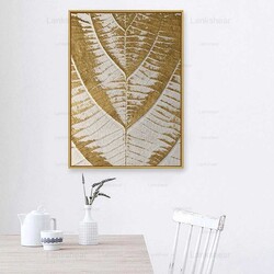 Vintage Gold Leaf Kətan Tablo - Tabloshop