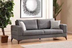 Viven Üç Yerli Bazalı Yataqlı Divan - Açıq Boz - Modev