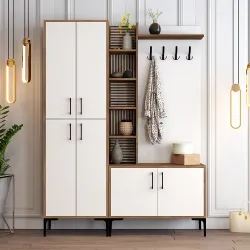 Viyana Da Dəhliz Dolabı - Cəviz/Ağ - 3
