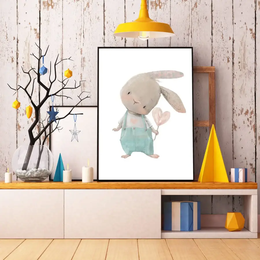 Watercolor Baby Rabbit Kətan Tablo TB1353 - 2
