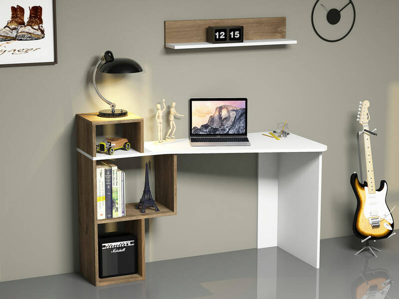 Wesley Çalışma Masası - Ağ/Cəviz - 1